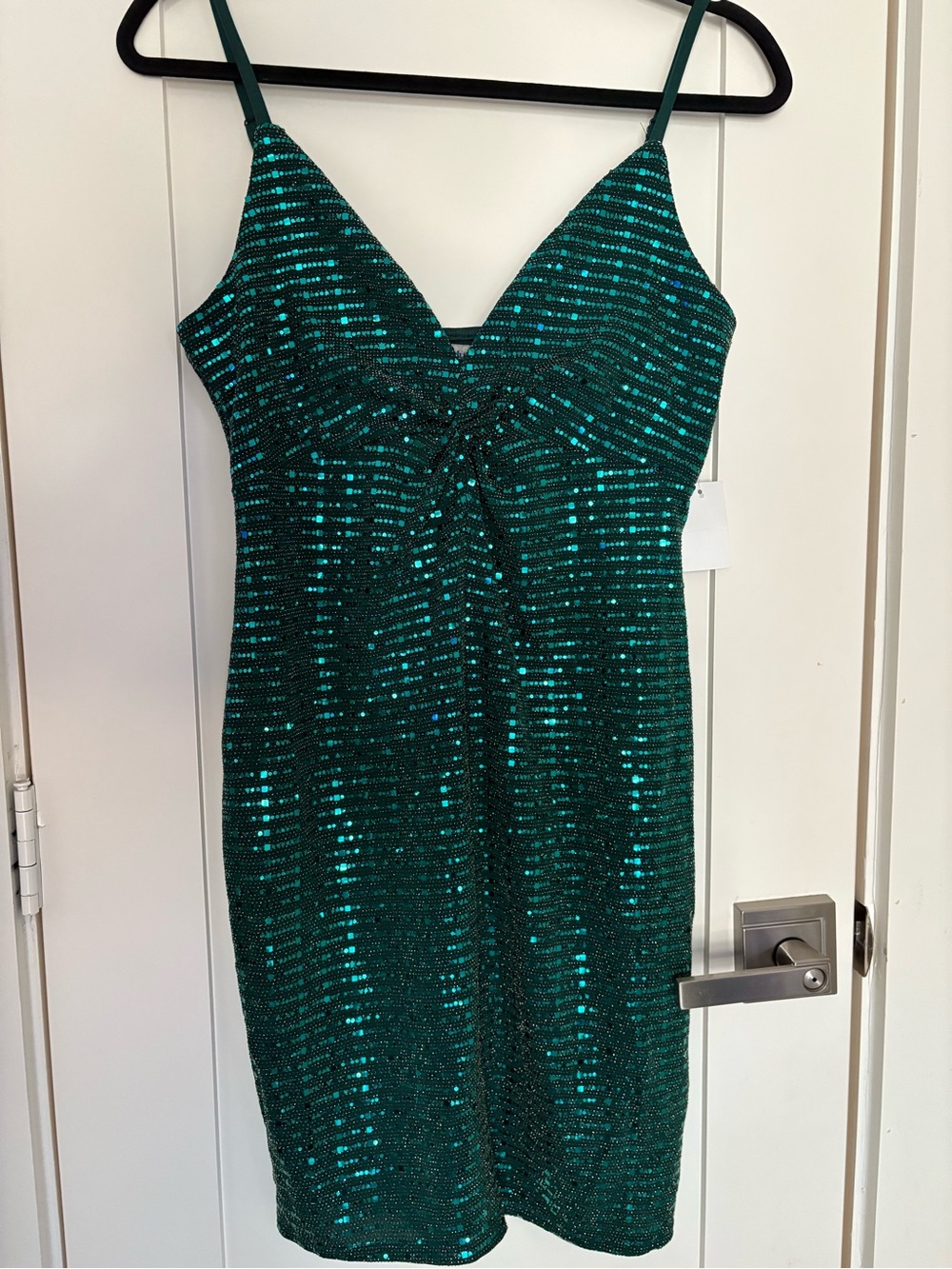 Charlotte Russe Teal Sequin Spaghetti-Strap Mini Dress